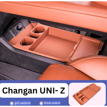 Changan UNI-Z üçün Mərkəzi Konsol Alt Saxlama Rezini – Bölməli Gizli Orqanayzer (Premium Narıncı)