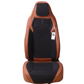 Premium Avtomobil Oturacaq Çexolu – Narıncı/ Qara. Parça/Dəri Kombinasiya