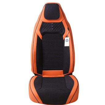 Premium Avtomobil Oturacaq Çexolu – Narıncı/ Qara. Parça/Dəri Kombinasiya
